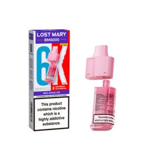 Lost Mary BM6000 Pods - Red Apple Ice Lost Mary BM6000 replacement pod in Red Apple Ice flavour