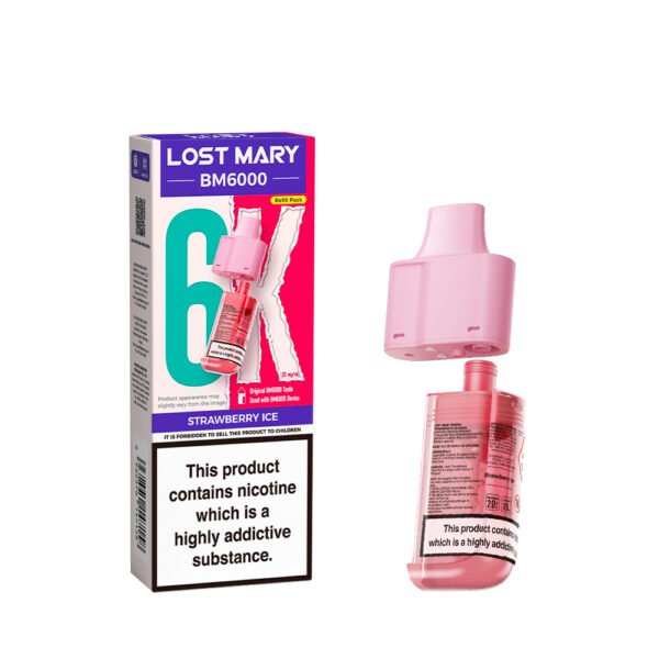Lost Mary BM6000 replacement pod in Strawberry Ice flavour