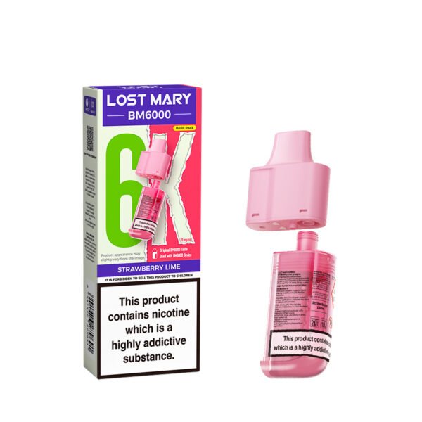 Lost Mary BM6000 replacement pod in Strawberry Lime flavour