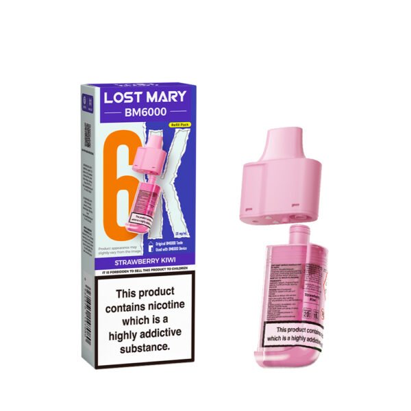 Lost Mary BM6000 replacement pod in Strawberry Kiwi flavour