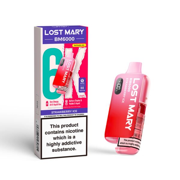 Lost Mary BM6000 pre-filled pod kit in Strawberry Ice flavour