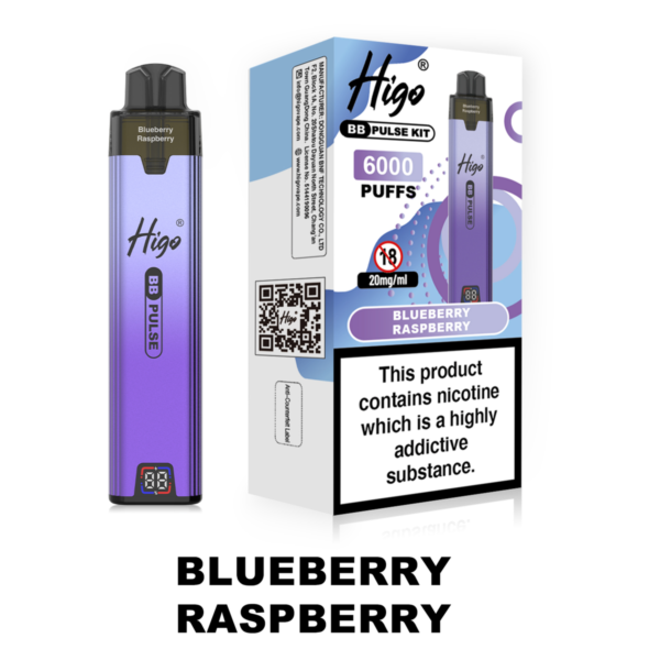 Higo BB Pulse 6000 - Blueberry Raspberry Higo BB Pulse 6000 prefilled pod kit in Blueberry Raspberry flavour