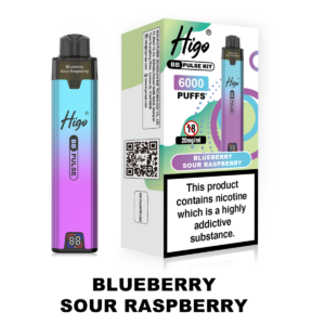 Higo BB Pulse 6000 prefilled pod kit in Blueberry Sour Raspberry flavour