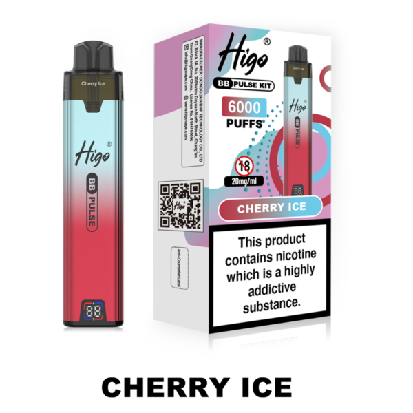 Higo BB Pulse 6000 - Cherry Ice Higo BB Pulse 6000 prefilled pod kit in Cherry Ice flavour