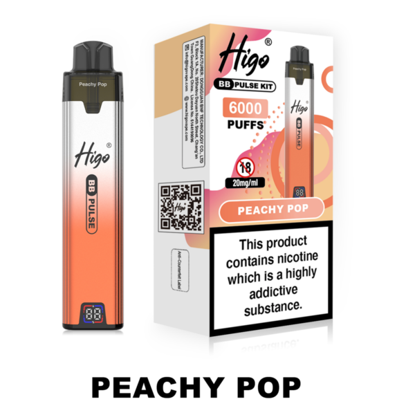 Higo BB Pulse 6000 - Peachy Pop Higo BB Pulse 6000 prefilled pod kit in Peachy Pop flavour