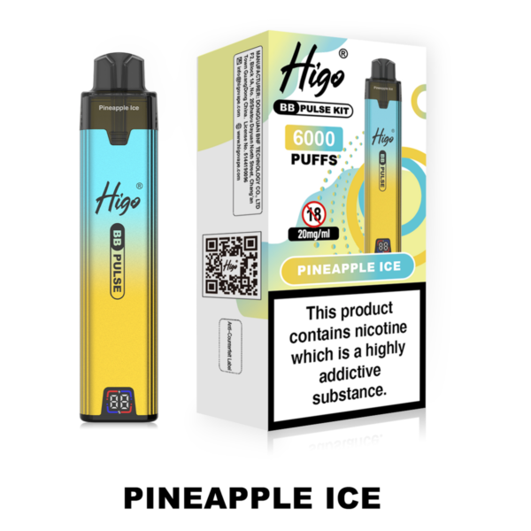 Higo BB Pulse 6000 - Pineapple Ice Higo BB Pulse 6000 prefilled pod kit in Pineapple Ice flavour