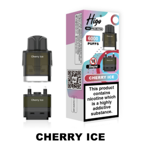 Higo BB Pulse 6000 Pod - Cherry Ice Higo BB Pulse 6000 replacement pod in Cherry Ice flavour - 2ml prefilled pod with 4ml auto-refill container, 20mg nic salt e-liquid, UK TPD compliant