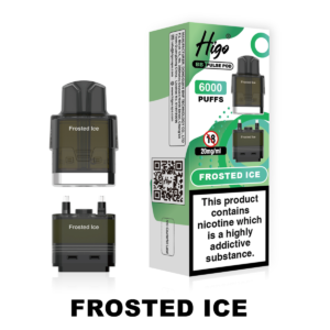 Higo BB Pulse 6000 Pod - Frosted Ice Higo BB Pulse 6000 replacement pod in Frosted Ice flavour - 2ml prefilled pod with 4ml auto-refill container, 20mg nic salt e-liquid, UK TPD compliant