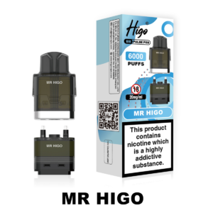 Higo BB Pulse 6000 Pod - Mr Higo Higo BB Pulse 6000 replacement pod in Mr Higo flavour - 2ml prefilled pod with 4ml auto-refill container, 20mg nic salt e-liquid, UK TPD compliant