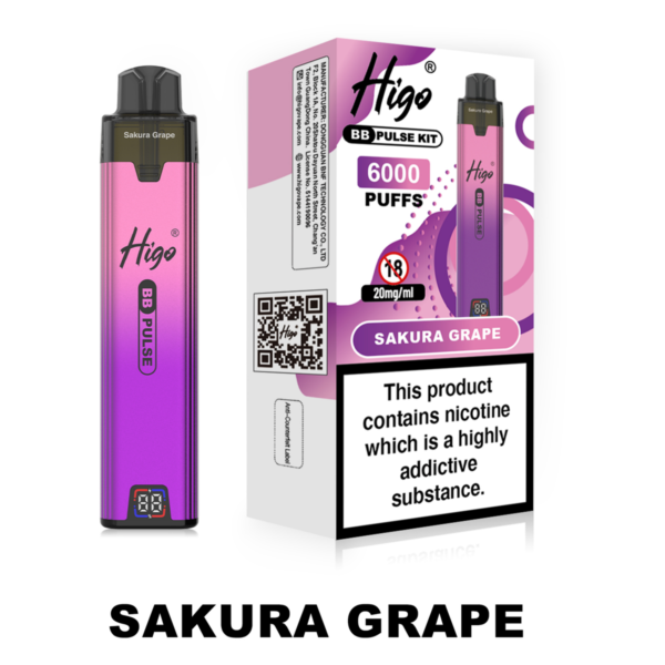 Higo BB Pulse 6000 prefilled pod kit in Sakura Grape flavour